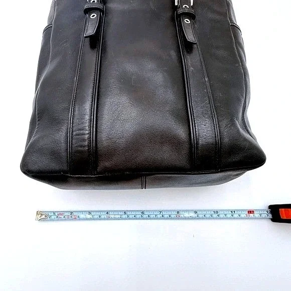 Coach Hamptons Black Leather Tote Bag Classic Shoulder Carry Handbag - Picture 7 of 12
